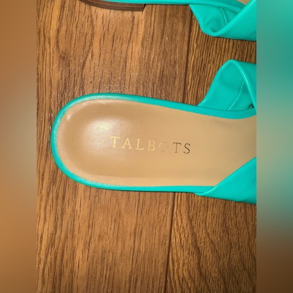 Talbots Violet Twist Nappa Slides Teal Aqua Womens Size 7 1/2 100% Leather - Picture 9 of 9